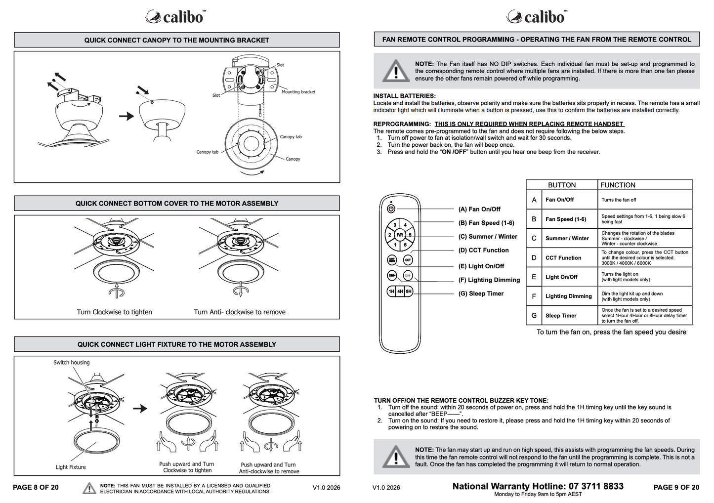 Calibo Breeze Silent Pro 48" DC Ceiling Fan with 3CCT LED and Remote Control - Black