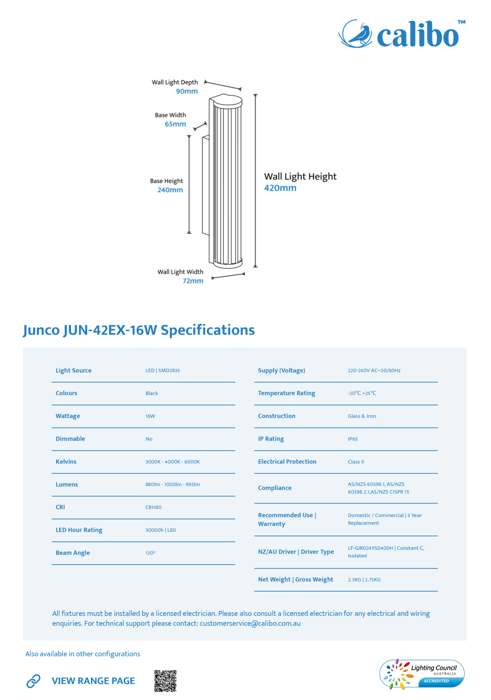 Calibo Junco Vertical Slimline Tubular 3CCT LED Exterior Wall Light - Small