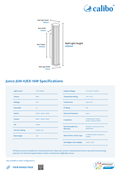 Calibo Junco Vertical Slimline Tubular 3CCT LED Exterior Wall Light - Small