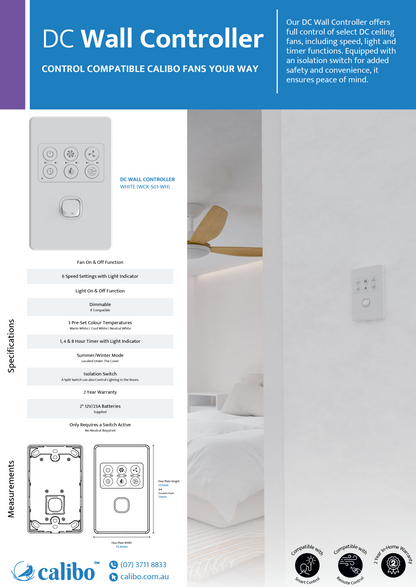 Calibo DC Fan Wall Control - White