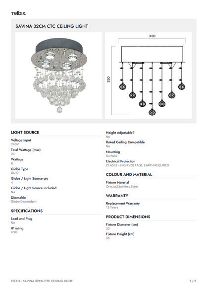 SAVINA 32CM CTC Ceiling Light