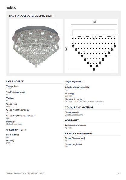 SAVINA 73CM CTC Ceiling Light