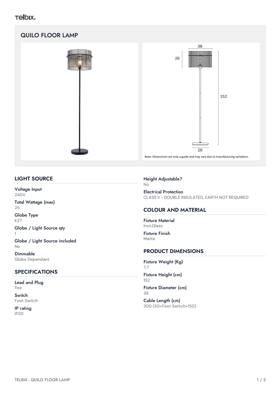 QUILO Floor Lamp – Black/Smoke