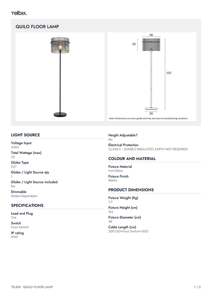 QUILO Floor Lamp – Black/Smoke