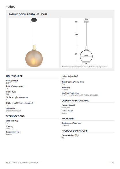 PATINO 30CM Pendant Light – Green