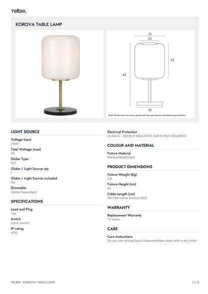 KOROVA Table Lamp - Brass Matt/Smoke