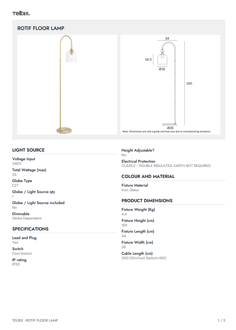 ROTIF Floor Lamp - Brass