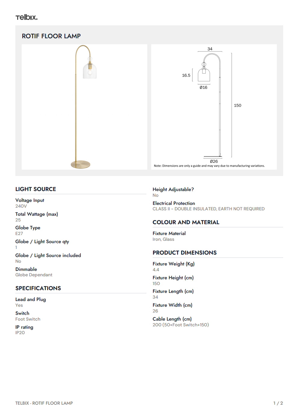 ROTIF Floor Lamp - Brass
