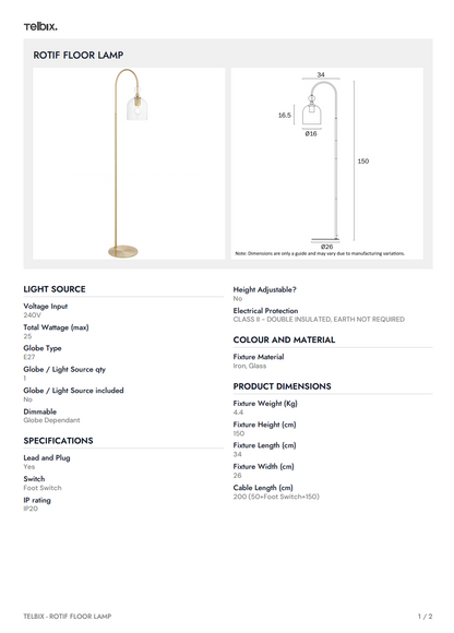 ROTIF Floor Lamp - Brass
