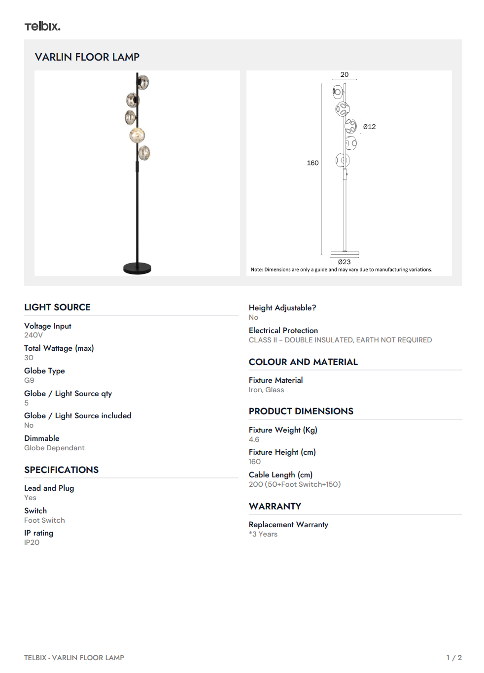 VARLIN Floor Lamp - Black