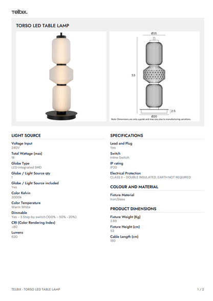 TORSO LED Table Lamp - Black
