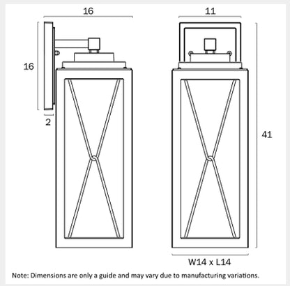 MALLORY 40CM Exterior Wall Light Large - Black