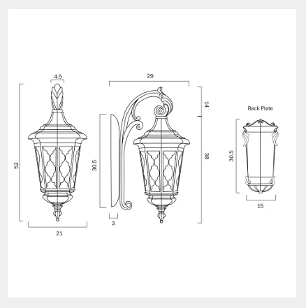 BRINLEY 28CM Exterior Wall Light Small - Black