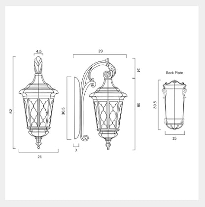 BRINLEY 28CM Exterior Wall Light Small - Black
