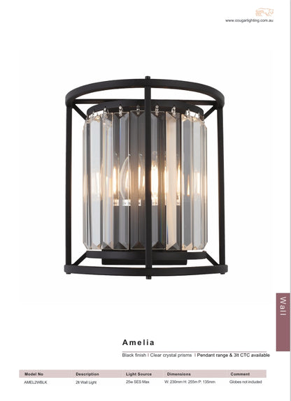 Amelia 2lt Wall Light