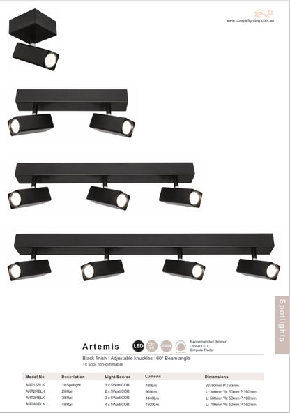 Artemis 1 Light Spotlight - Black