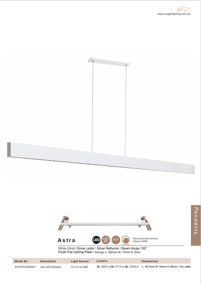 Astra 43W LED Pendant - White