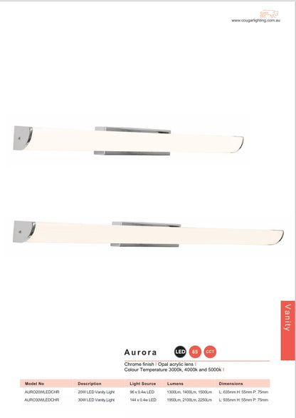 Aurora 30W LED Vanity Light - Chrome
