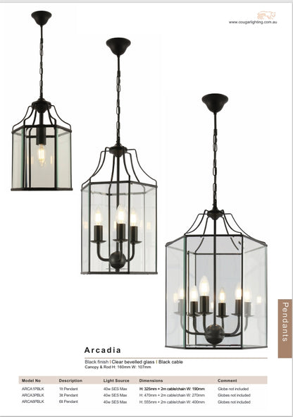 Arcadia 6 Light Pendant - Black