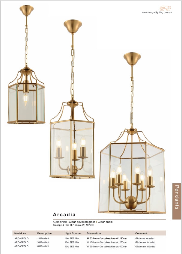 Arcadia 6 Light Pendant - Gold