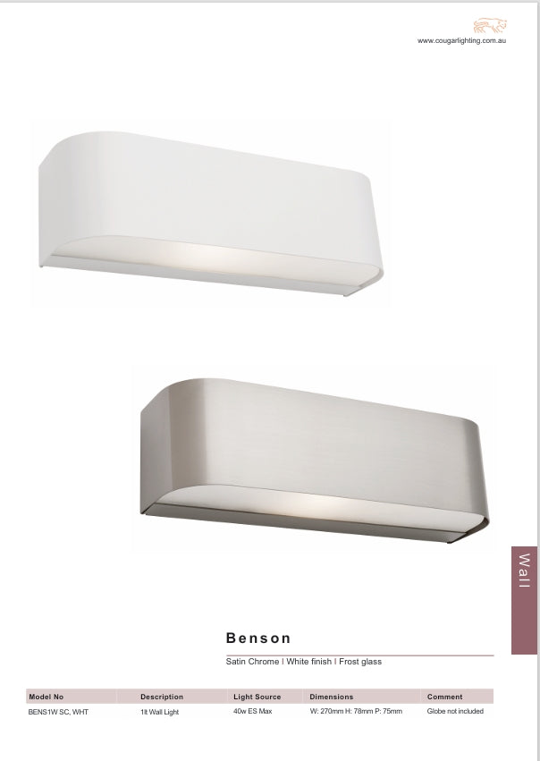 Benson 1 Light Wall Sconce - White
