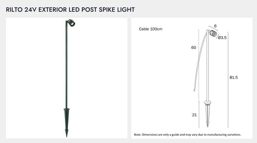 RILTO 24V Exterior LED Post Spike Light - Black