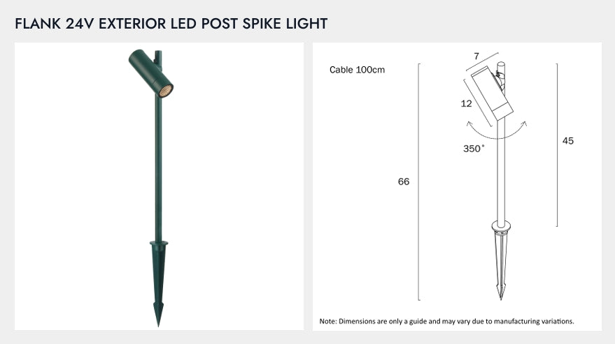 FLANK 24V Exterior LED Post Spike Light - Black