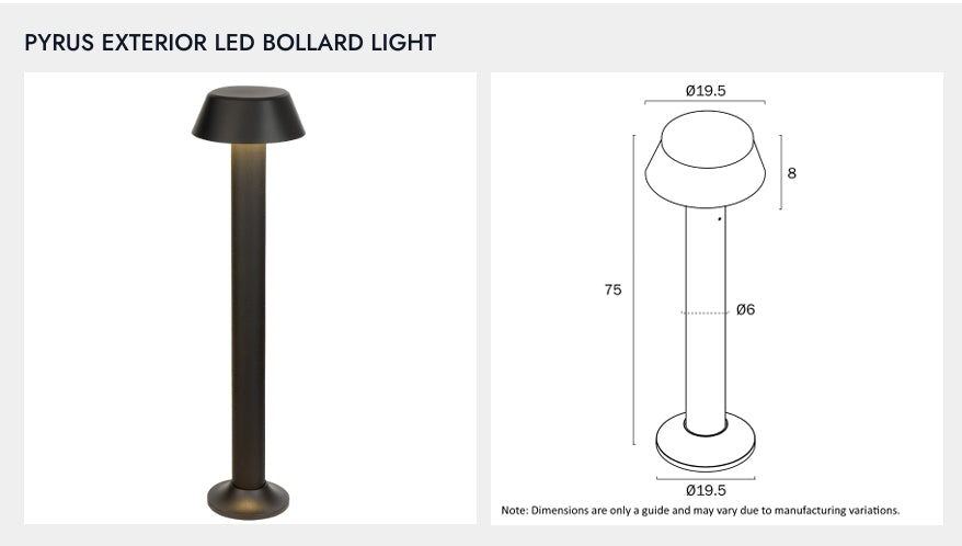 PYRUS Exterior Bollard Light - Black