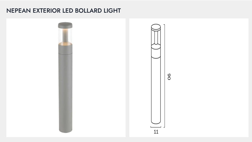 NEPEAN Exterior LED Bollard Light - Silver