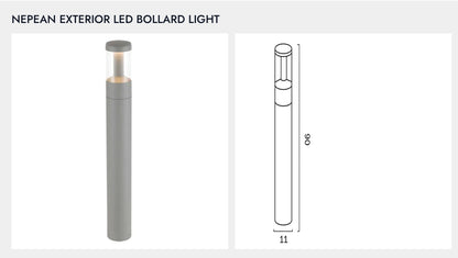 NEPEAN Exterior LED Bollard Light - Silver