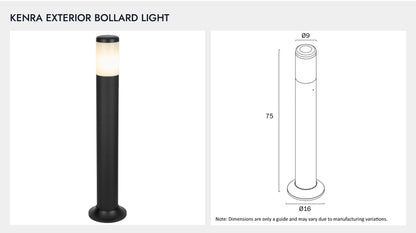 KENRA Exterior Bollard Light - Black