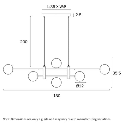 Tyson 6 Light Pendant Black(Amber Tear)