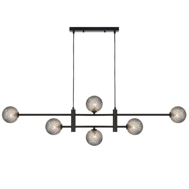 Tyson 6 Light Pendant Black(Smoke Tear)