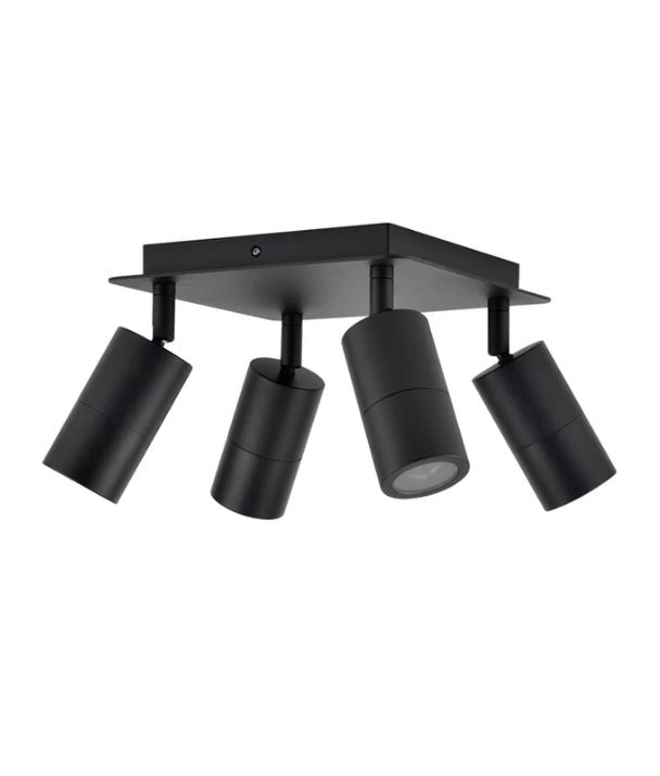 GU10 Exterior Adjustable Head Bar Lights (Black) IP44 - 4 Square