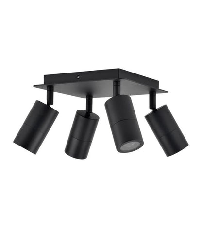 GU10 Exterior Adjustable Head Bar Lights (Black) IP44 - 4 Square