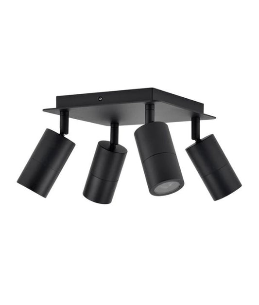 GU10 Exterior Adjustable Head Bar Lights (Black) IP44 - 4 Square