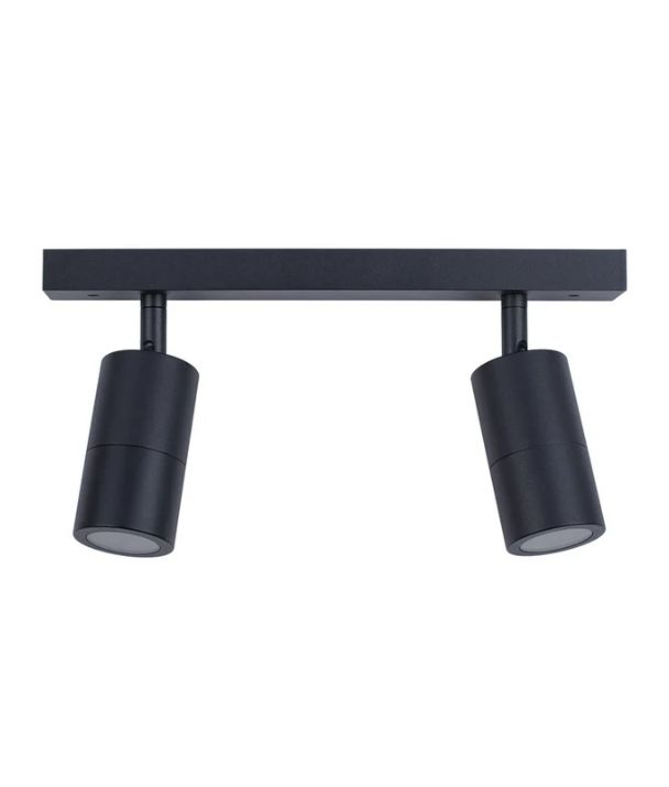 GU10 Exterior Adjustable Head Bar Lights (Black) IP44 - 2 Bar