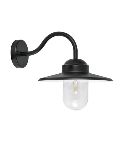 PAYONG: Exterior Sun Hat Shape with Clear Glass Wall Lights IP44 - Matte Black / Aluminium