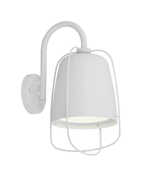 HINK: Exterior Cage Surface Mounted Wall Lights IP44 - Matte White