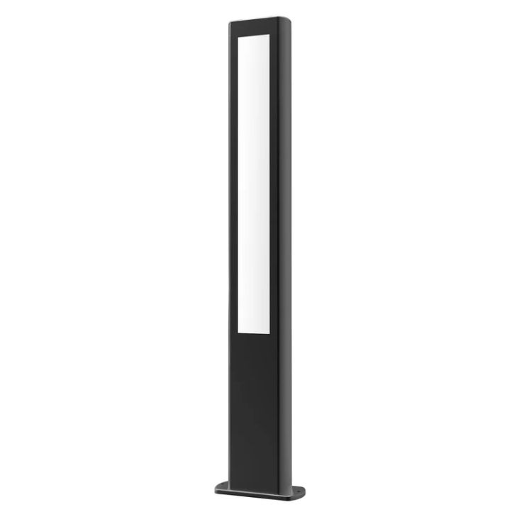 AMUN: LED Surface Mounted Matte Black Rectangular Bollard Lights IP54 - 800mm