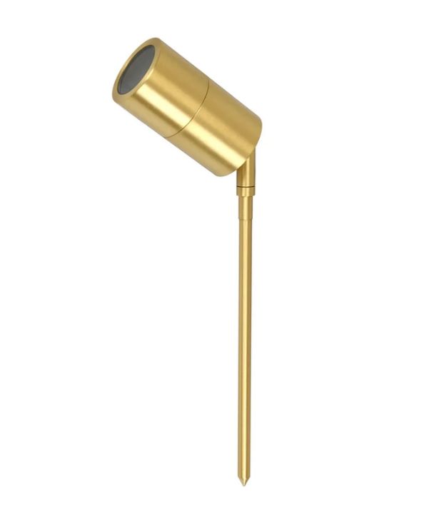 MR16 Single Adjustable Head Garden Spike Lights IP65 - Polished Brass