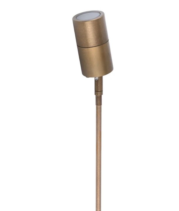 MR16 Single Adjustable Head Garden Spike Lights IP65 - Aged Brass