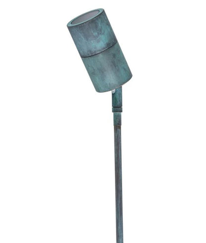 MR16 Single Adjustable Head Garden Spike Lights IP65 - Green Patina Brass