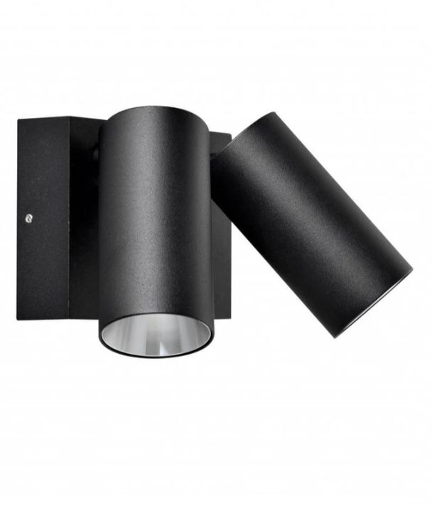 SEC Exterior LED Tri-CCT Double Adjustable Wall Pillar Light - Black