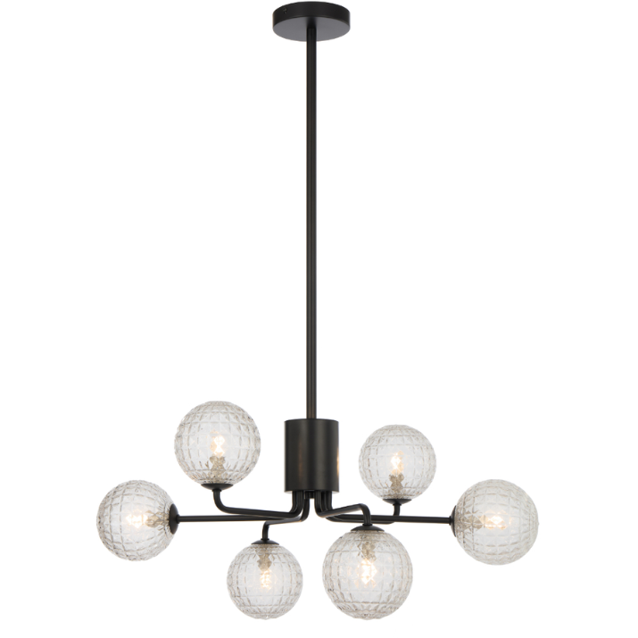 FELTON 6 Pendant Light - Black/Clear Prism
