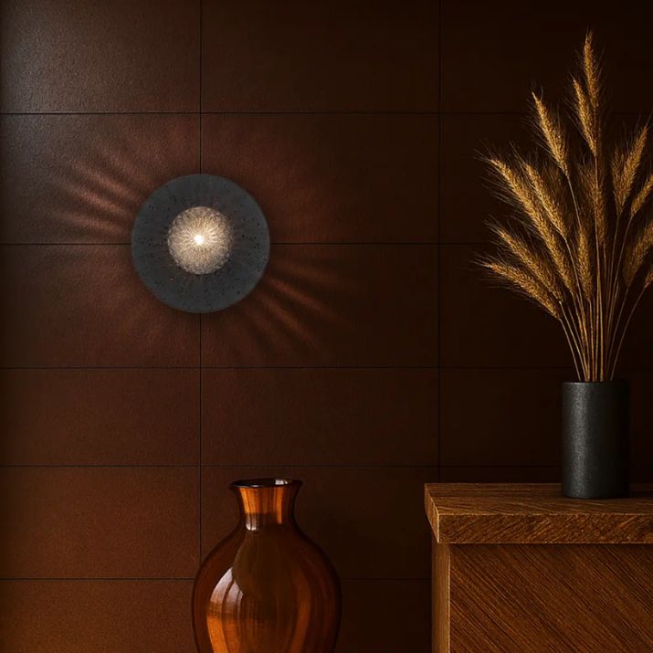 Varon Travertine Wall Light - Black | Smoke Tear