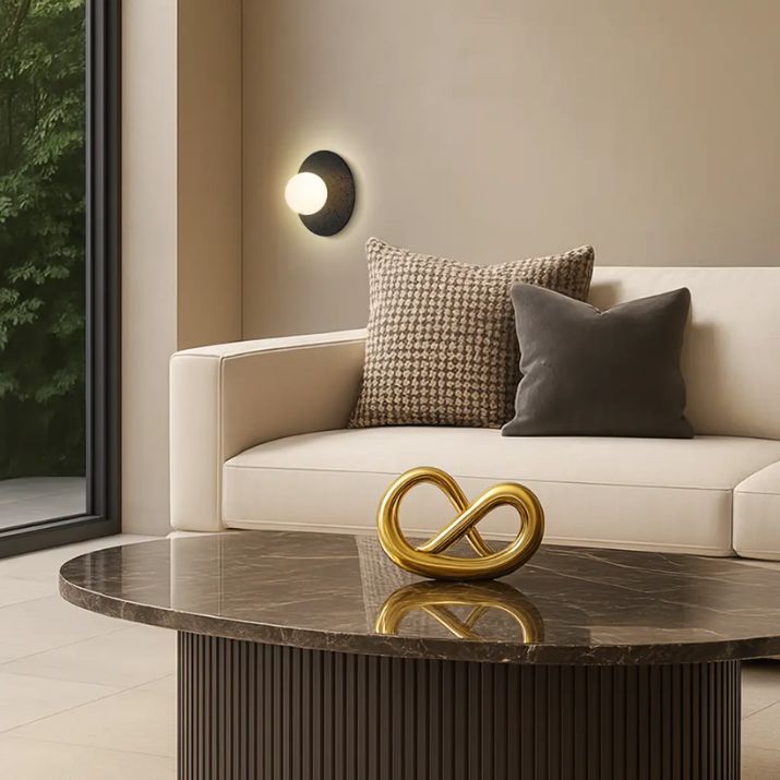 Varon Travertine Wall Light - Black | Smoke Tear