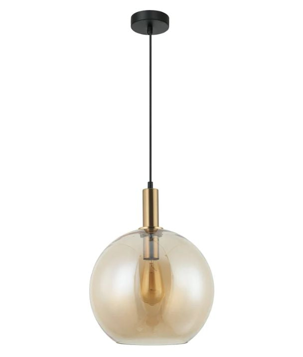 PATERA: Interior Glass with Extended Bronze Highlight Pendant Light - Amber