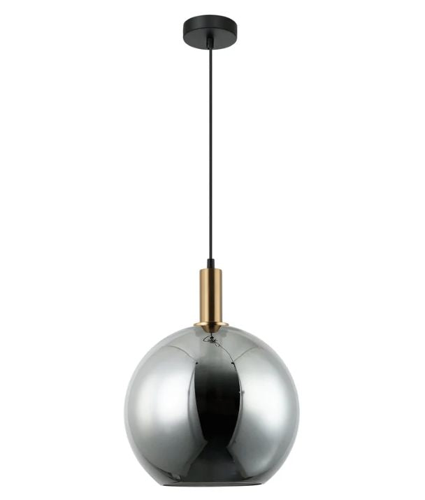 PATERA: Interior Glass with Extended Bronze Highlight Pendant Light - Smokey Black
