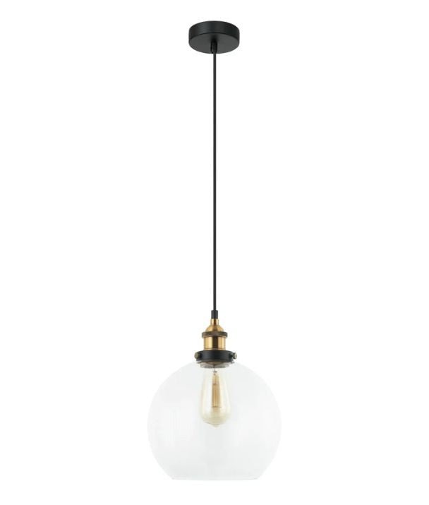 PESINI: Interior Wine Clear Glass & Antique Brass Highlight Pendant Lights